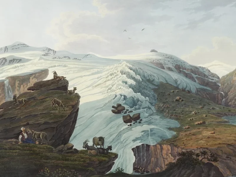 1796-Bernhard Freuler - Ghiacciaio del Rheinwald, visto dalla capanna dei pastori bergamaschi